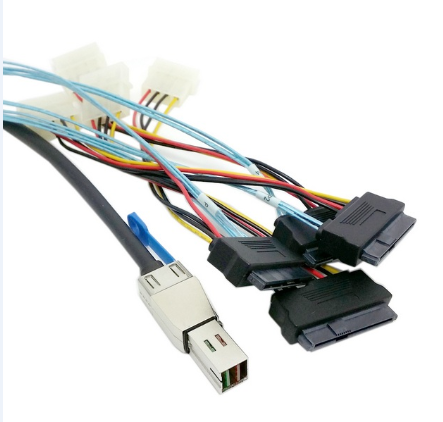 MINISAS (SFF8644) 转  4*SAS 29PIN(SFF8482)线+POWER