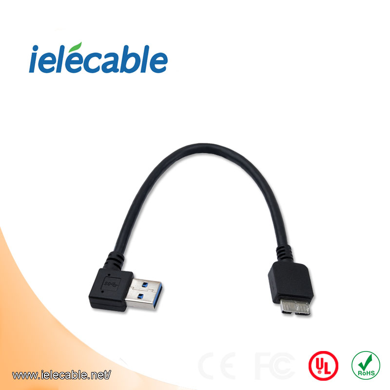 USB 3.0 A公90弯头对micro B数据连接线